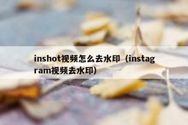 inshot视频怎么去水印（instagram视频去水印）