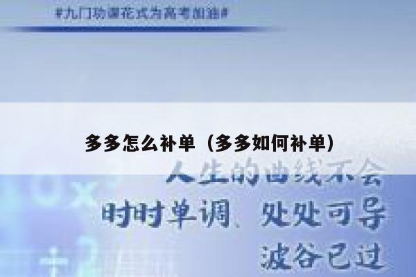 多多怎么补单（多多如何补单）