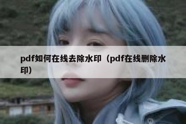 pdf如何在线去除水印（pdf在线删除水印）