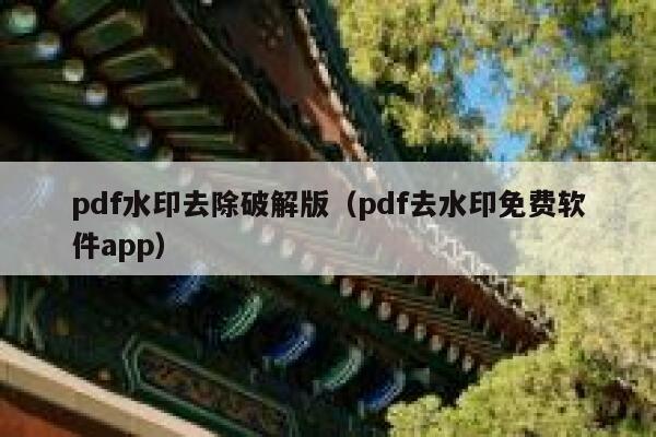 pdf水印去除破解版（pdf去水印免费软件app）