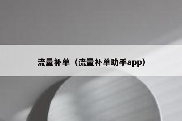 流量补单（流量补单助手app）