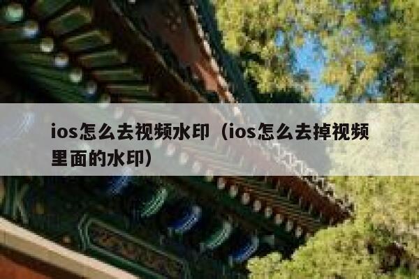 ios怎么去视频水印（ios怎么去掉视频里面的水印）