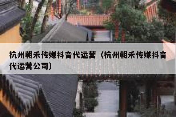 杭州朝禾传媒抖音代运营（杭州朝禾传媒抖音代运营公司）