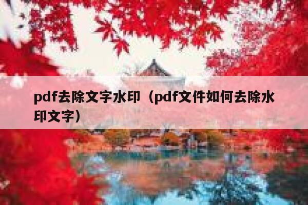 pdf去除文字水印（pdf文件如何去除水印文字）