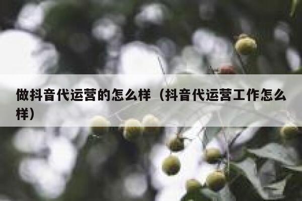 做抖音代运营的怎么样（抖音代运营工作怎么样）