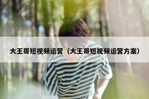 大王哥短视频运营（大王哥短视频运营方案）