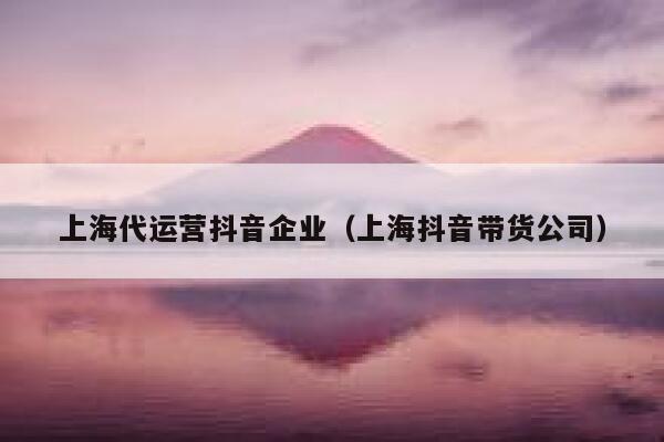 上海代运营抖音企业（上海抖音带货公司）