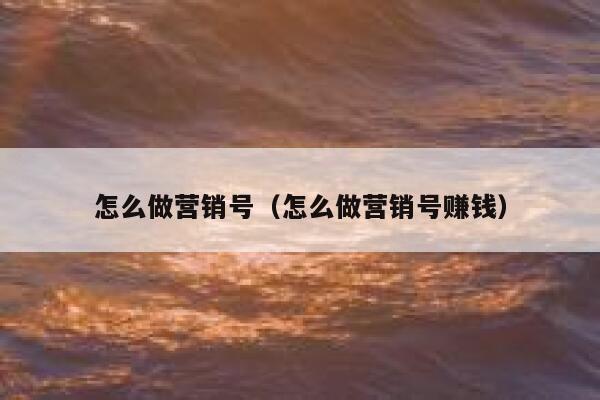 怎么做营销号（怎么做营销号赚钱）