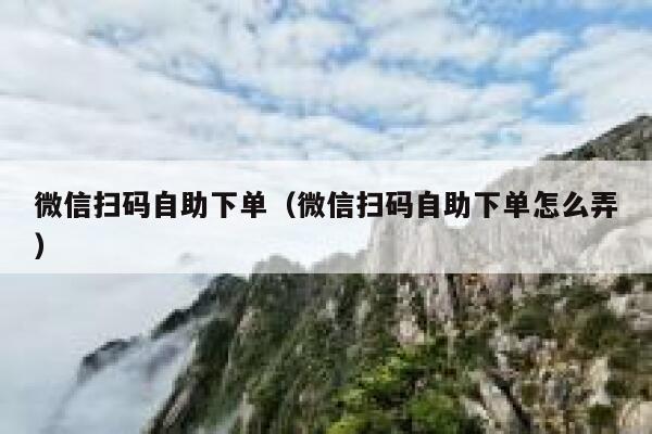 微信扫码自助下单（微信扫码自助下单怎么弄）