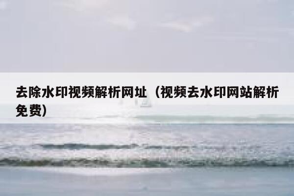 去除水印视频解析网址（视频去水印网站解析免费）