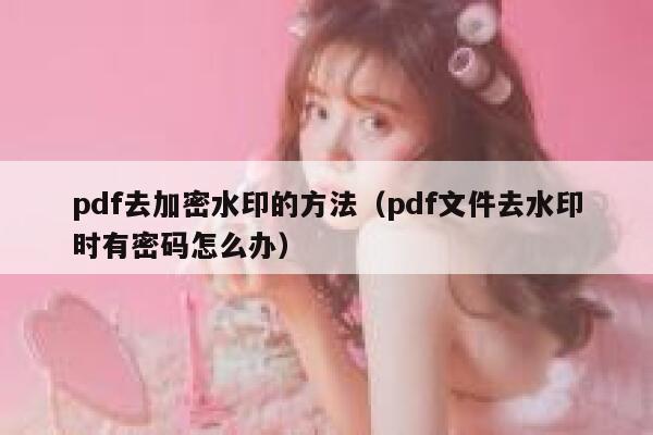 pdf去加密水印的方法（pdf文件去水印时有密码怎么办）