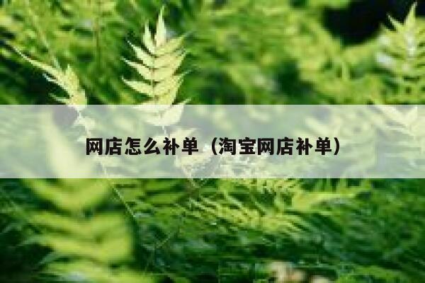 网店怎么补单（淘宝网店补单）