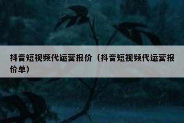 抖音短视频代运营报价（抖音短视频代运营报价单）