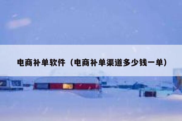 电商补单软件（电商补单渠道多少钱一单）