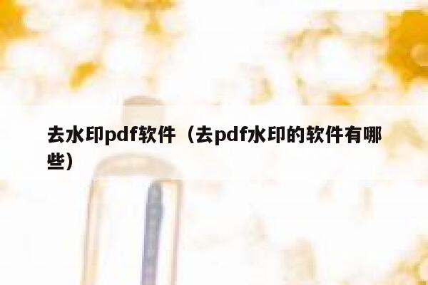 去水印pdf软件（去pdf水印的软件有哪些）