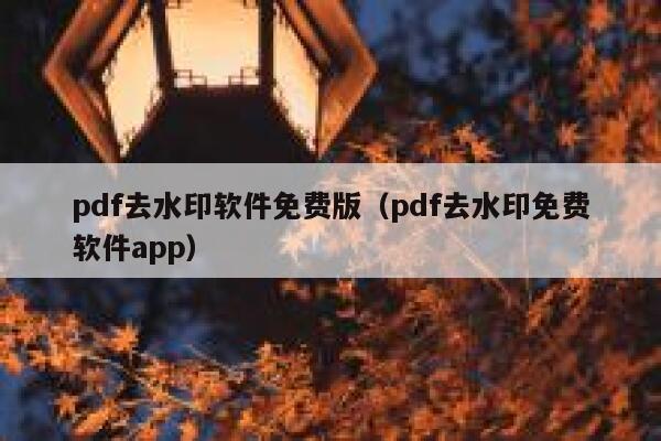 pdf去水印软件免费版（pdf去水印免费软件app）