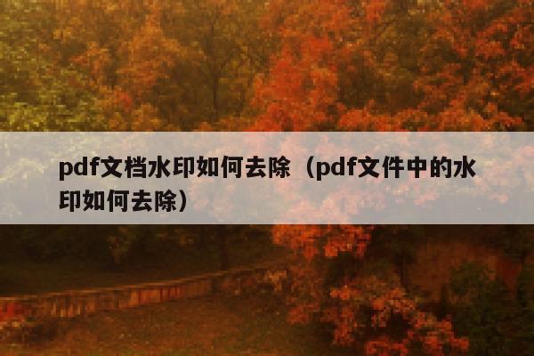 pdf文档水印如何去除（pdf文件中的水印如何去除）