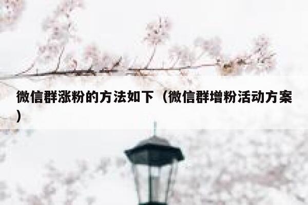 微信群涨粉的方法如下（微信群增粉活动方案）