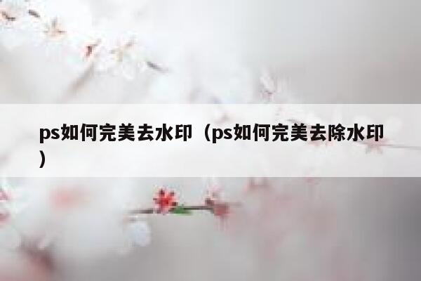 ps如何完美去水印（ps如何完美去除水印）