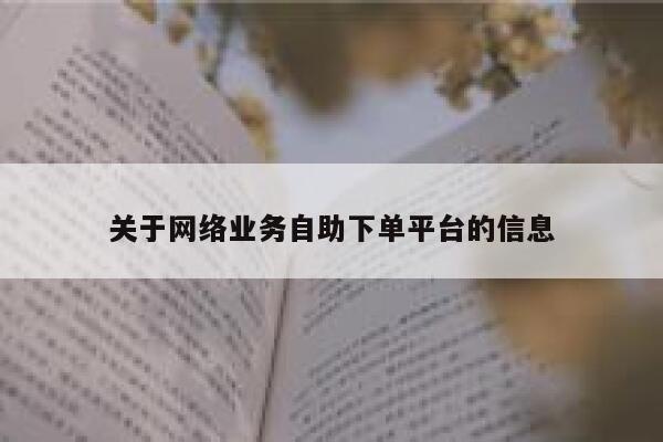 关于网络业务自助下单平台的信息