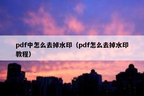 pdf中怎么去掉水印（pdf怎么去掉水印教程）