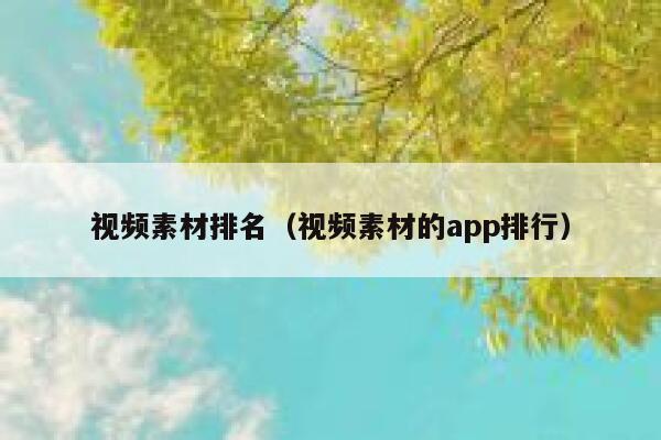 视频素材排名（视频素材的app排行）