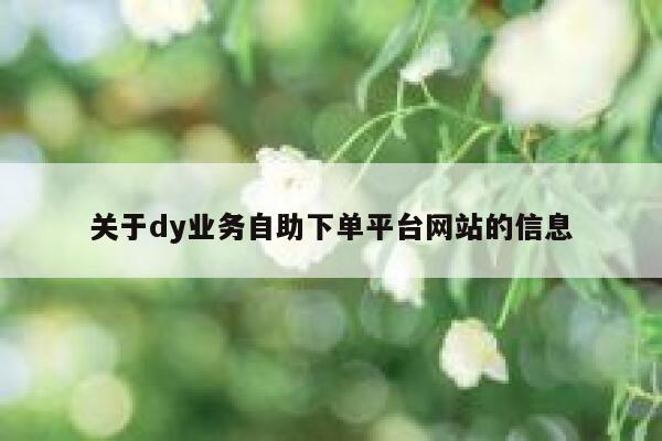 关于dy业务自助下单平台网站的信息