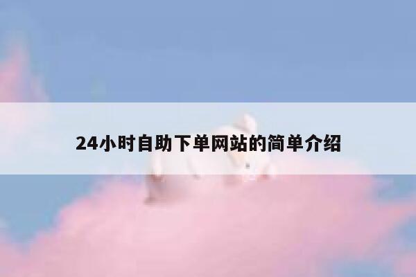 24小时自助下单网站的简单介绍