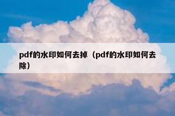 pdf的水印如何去掉（pdf的水印如何去除）