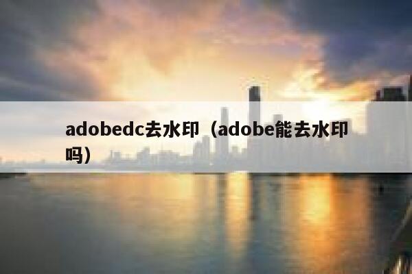 adobedc去水印（adobe能去水印吗）