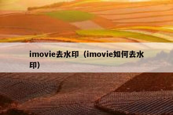 imovie去水印（imovie如何去水印）