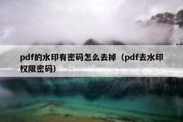 pdf的水印有密码怎么去掉（pdf去水印权限密码）